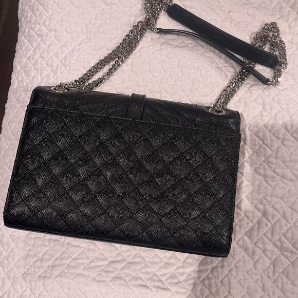 YSL - Grain De Poudre Textured Mixed Matelasse Triquilt Medium Monogram Satchel - Picture 4 of 9